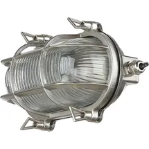Licht-Erlebnisse Außenwandleuchte Messing Glas B:21 cm E27 IP64 silber