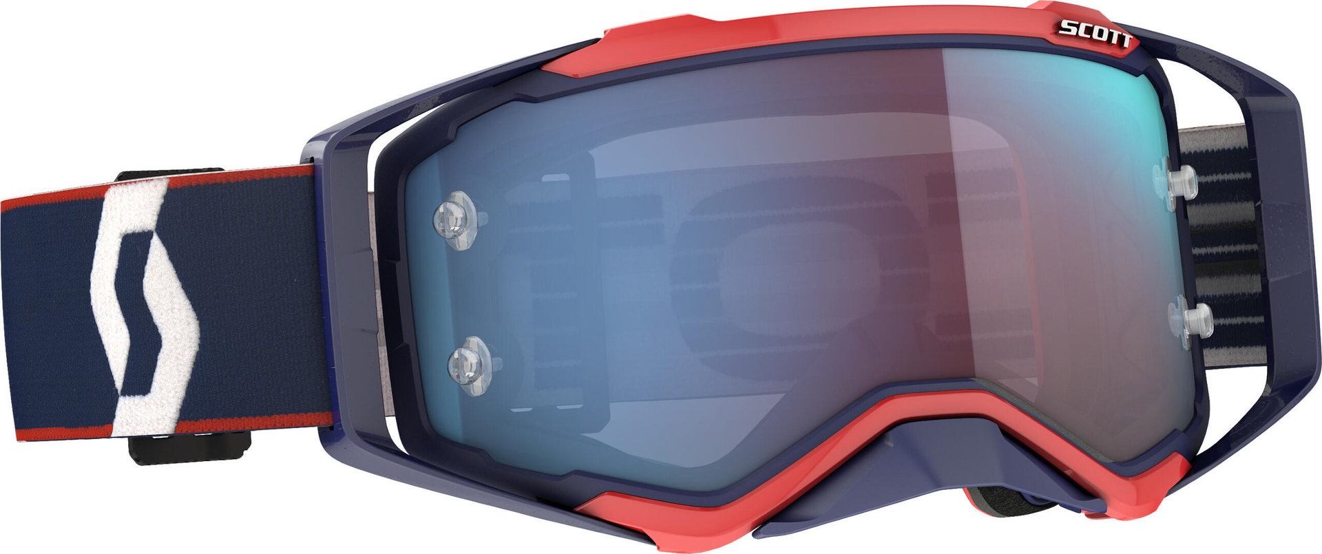 Scott Prospect retro blauw/hengel Motocross Goggles, blauw-rood, Eén maat