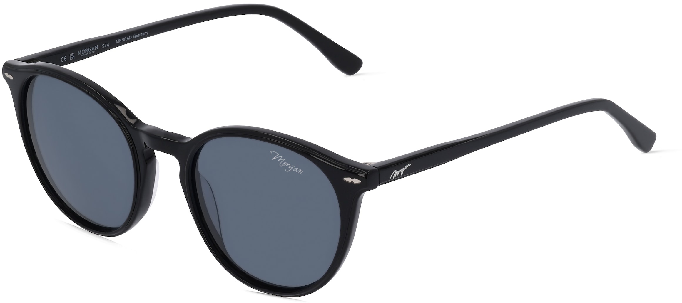 Morgan MO 7242 Damen-Sonnenbrille Vollrand Panto Kunststoff-Gestell, Schwarz