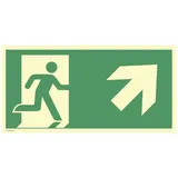 moedel - warnen-sichern-kennzeichnen Hinweisschild Notausgang rechts aufwärts 29,7 x 14,8 cm Grün