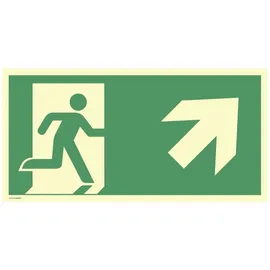 moedel - warnen-sichern-kennzeichnen Hinweisschild Notausgang rechts aufwärts 29,7 x 14,8 cm Grün