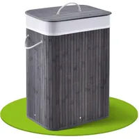 Juskys Bambus Wäschekorb Curly 72 Liter Grau
