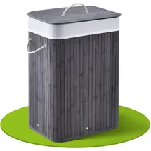 Juskys Bambus Wäschekorb Curly 72 Liter Grau