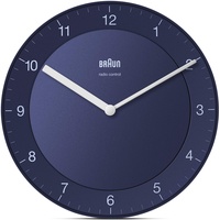Braun Klassische Funkwanduhr Mitteleuropäische Zeitzone (MEZ/GMT+1) mit ruhigem Uhrwerk, leicht lesbarem Zifferblatt mit 20 cm Durchmesser in Blau, Modell BC06BL-DCF.