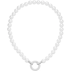 Collier LADY, weiß, Halsketten, Damen, 45, Perlen, L: 45cm
