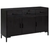 vidaXL Sideboard Schwarz 110x35x70 cm Massivholz Kiefer