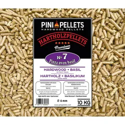 PINI Hartholzpellets Nr. 7 BBQ Pizza Oven Basilikum 10 Kg Grillpellets zum Grillen Räuchern Smoken