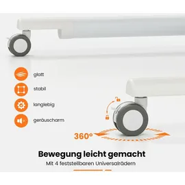 Costway Schreibtsich C-förmig mit Rollen, 70-106 cm höhenverstellbar, Kleiner Computertisch mit Metallrahmen, mobiles Stehpult, Laptoptisch, Weiß - Weiß