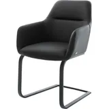 DeLife Freischwinger Pejo-Flex Echt-Leder Schwarz Freischwinger flach Schwarz Taschenfederkern