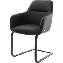 DeLife Freischwinger Pejo-Flex Echt-Leder Schwarz Freischwinger flach Schwarz Taschenfederkern