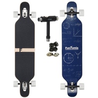 FunTomia Longboard Longboard in 3 Flex Stufen Camber Ahornholz + T-Tool mit LED Rollen, Camber Twin Tip