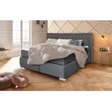 LEONIQUE Boxspringbett »Rumba« Taschenfederkern-Matratze in Härtegrad 3, in 4 Breiten, incl. Topper grau