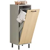 SoBuy Wäscheschrank mit Wäschesack Grau
