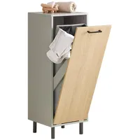 SoBuy Wäscheschrank mit Wäschesack Grau