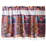 A.Monamour Gardine Scheibengardinen Kurzstores Türkisches Ethnisches Geometrisches Leinen Baumwolle mit Quasten Blackout Kurzgardinen Küchengardine Küche Fenster Kurz Vorhang Stores Bistrogardine