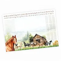 nikima Schreibtischunterlage A3 Schreibtischunterlage Pferde Pony mit kleinem 1x1 Papier 50 Blatt