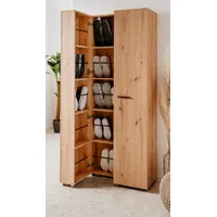 Furn.design Schuhschrank Eiche Artisan 74/182 cm 2-türig 15 Fächer,