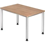 Hammerbacher Schreibtisch nussbaum rechteckig, 4-Fuß-Gestell silber 120,0 x 80,0 cm