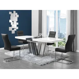 vente-unique Esstisch ausziehbar - 6 bis 8 Personen - MDF lackiert - Grau & Weiß - NOAMI II - Dunkelgrau