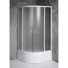 Aqualine Arlen Duschabtrennung Viertelkreis mit Türanschlag 80 x 150 cm Weiß/Brickglas Btr803