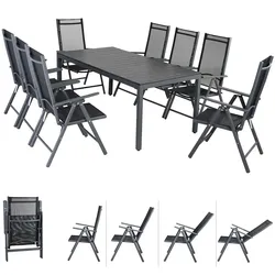 Gartensitzgruppe Bern 9-tlg 8 Personen Anthrazit Alu WPC