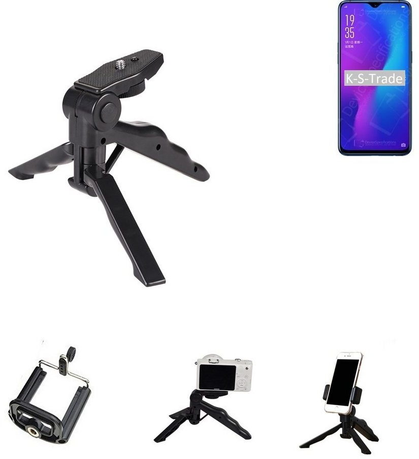 K-S-Trade für Oppo R17 Smartphone-Halterung, (Stativ Tisch-Ständer Dreibein Handy-Stativ Ständer Mini-Stativ) schwarz