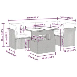 vidaXL Garten-Lounge-Set 6-tlg. hellgrau Polyrattan