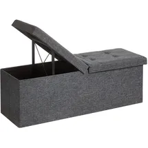 Songmics Sitztruhe, dunkelgrau, 110 x 38 x 38cm, 120L, mit Halbdeckel, Leinen, bis 300kg belastbar,