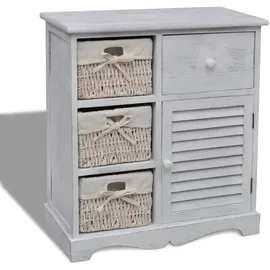vidaXL Sideboard 3 Körbe  Weiß