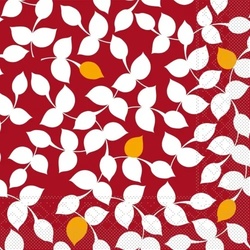Mank Serviette Tissue Silas in Bordeaux-Curry, 40 x 40 cm, 100 Stück - Blätter Laub Herbst