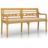 vidaXL Batavia-Bank mit Beigem Kissen 150 cm Massivholz Teak