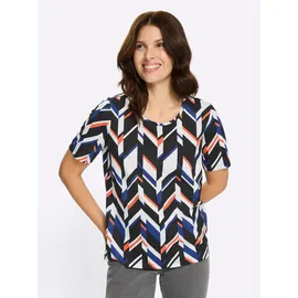 Classic Basics Sieh an! Kurzarm-Shirt in ecru-royalblau-bedruckt | Gr.: 40