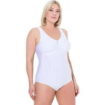 Ulla Popken Damen große Größen Übergrößen Plus Size Shaping-Body, Nadelstreifen, ohne BH tragbar, Schneeweiß, D & 115