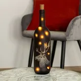 Mojawo LED Deko-Flasche Lichterkette warmweiß H37cm