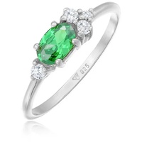 Elli Zirkonia Grün Verlobungsring 925 Silber 56 Damen