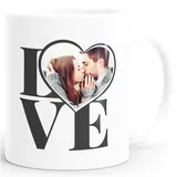 SpecialMe® personalisierte Kaffee-Tasse Fototasse Liebes-Geschenke Freundin Mann Valentinstag Jahrestag Love Herz Weiss Keramik-Tasse