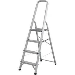 Trittleiter klappbar 4 Stufen, Aluminium, rutschfest, belastbar bis 150kg, Stehleiter