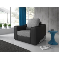 Fun Möbel Sessel Sessel Designersessel COLLIN in Kunstleder/Stoff, Kunstleder-Stoff-Kombinationen grau|schwarz