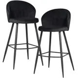 FineBuy 2er Set Barhocker FineBuy Barstuhl Samt Tresenhocker mit Lehne Hocker 110 kg