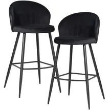 FineBuy 2er Set Barhocker FineBuy Barstuhl Samt Tresenhocker mit Lehne Hocker 110 kg