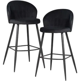 FineBuy 2er Set Barhocker FineBuy Barstuhl Samt Tresenhocker mit Lehne Hocker 110 kg