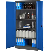 Jan Nowak Aktenschrank C001H Büroschrank Metallschrank Stahlschrank Werkzeugschrank Stahlblech Pulverbeschichtet Flügeltürschrank Abschließbar 195 cm x 90 cm x 40 cm (anthrazit/blau)
