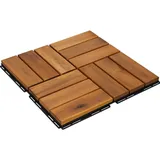 1m2 Holzfliesen Terrassenfliesen Holz Fliesen Mosaik 30x30 cm - 11 STK Balkonfliesen wetterfest aus Akazienholz mit Klicksystem für Terrasse Balkon Stecksystem