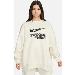 NIKE Damen Shirt W NSW FLC OS CREW GLS, COCONUT MILK/BLACK, L