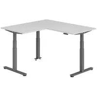 Bümö Eckschreibtisch, Grau, Graphit, Nachbildung, Rechteckig, 160x74x160 cm, FSC