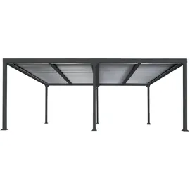 Mendler Alu Pergola HWC-L41, Lamellen-Pavillon Terrassenüberdachung, stabiles 8cm-Metall-Gestell 3x6m - anthrazit