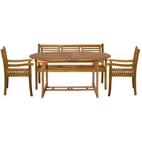 Möbilia Sitzgruppe 1 Tisch, 2 x Stühle | 1 Bank Akazie natur