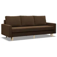 Mebligo - Sofa mit Schlaffunktion und Bettkasten Blank, 3 Sitzer Sofa 212 cm Breit, Schlafsofa mit Bonellfederkern im Sitz, Ausziehbares Couch auf Holzfüßen, Sofa Wohnzimmer - Sofa Braun