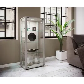 VCM Standvitrine Kavisa 50 x 38 x 115 cm Silber