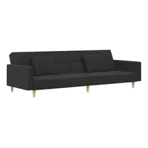 vidaXL Schlafsofa 2-Sitzer mit 2 Kissen Dunkelgrau Stoff